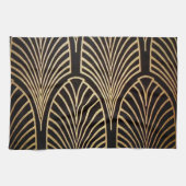 Kunst nouveau, art deco, ventilatorpatroon, brons, theedoek (Horizontaal)