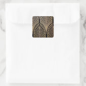 Kunst nouveau, art deco, ventilatorpatroon, brons, vierkante sticker (Tas)