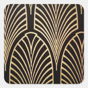 Kunst nouveau, art deco, ventilatorpatroon, brons, vierkante sticker