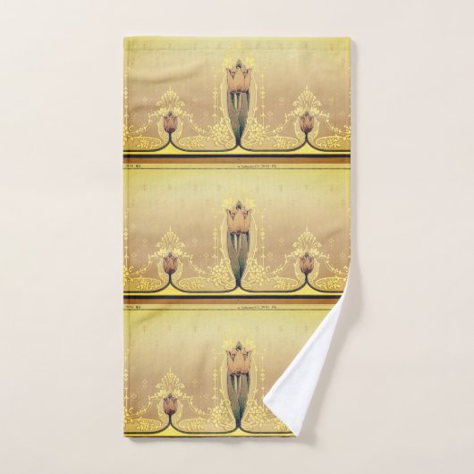 Kunst nouveau floral tulip roze and gold elegant bad handdoek (Handdoek)