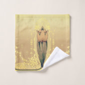 Kunst nouveau floral tulip roze and gold elegant bad handdoek (Wasdoekje)