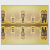 Kunst nouveau floral tulip roze and gold elegant cadeaupapier (Vlak)