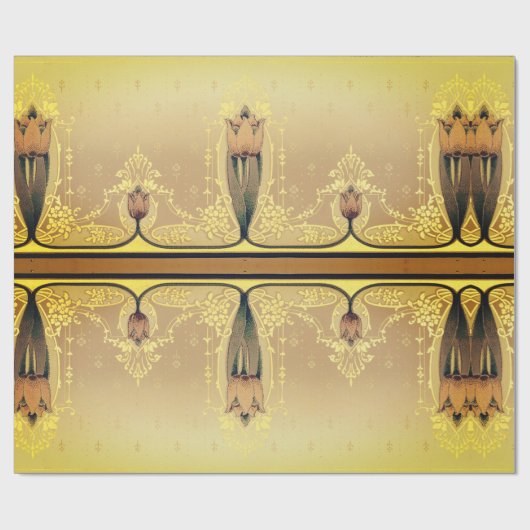 Kunst nouveau floral tulip roze and gold elegant cadeaupapier (Vlak)