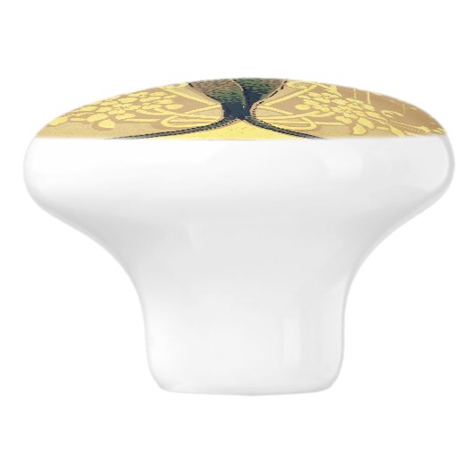 Kunst nouveau floral tulip roze and gold elegant keramische knop (Zijkant)