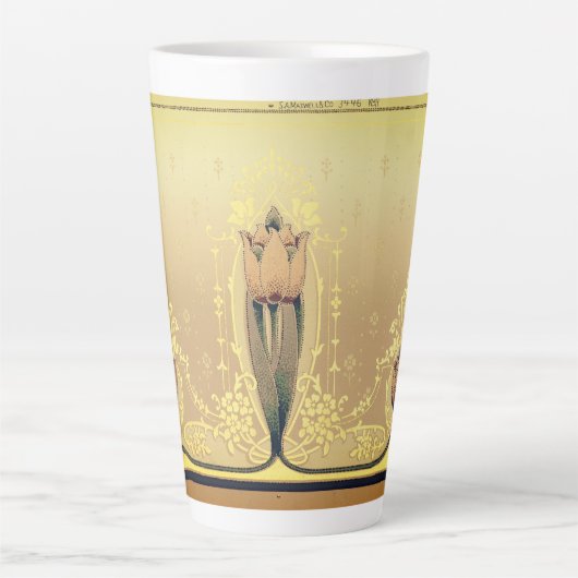 Kunst nouveau floral tulip roze and gold elegant latte mok (Voorkant)