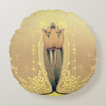 Kunst nouveau floral tulip roze and gold elegant