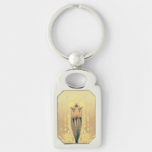 Kunst nouveau floral tulip roze and gold elegant sleutelhanger