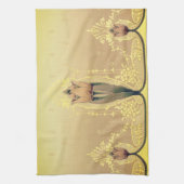 Kunst nouveau floral tulip roze and gold elegant theedoek (Verticaal)