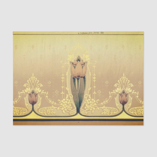 Kunst nouveau floral tulip roze and gold elegant tissuepapier (Voorkant)