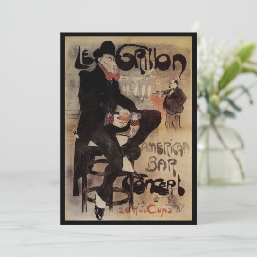  Kunst Nouveau Grillon, Man Drink bier (Staand voorkant)