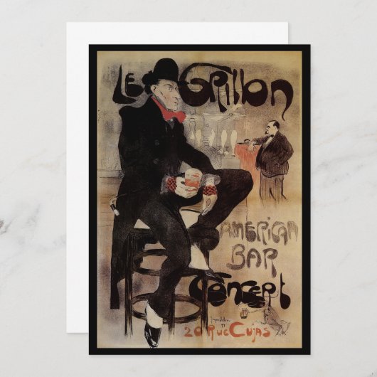 Kunst Nouveau Grillon, Man Drink bier (Voorkant / Achterkant)