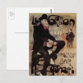  Kunst Nouveau Grillon, Man Drink bier Briefkaart (Voorkant / Achterkant)