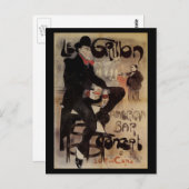 Kunst Nouveau Grillon, Man Drink bier Briefkaart (Voorkant / Achterkant)