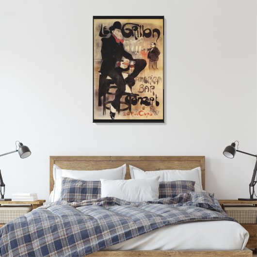  Kunst Nouveau Grillon, Man Drink bier Canvas Afdruk (Insitu (Slaapkamer))