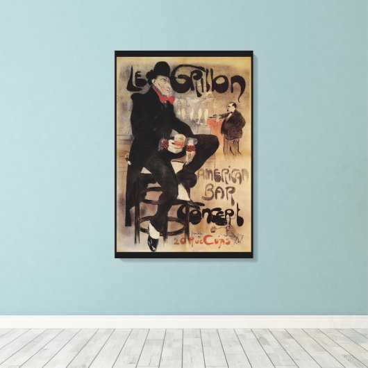  Kunst Nouveau Grillon, Man Drink bier Canvas Afdruk (Insitu (Houten vloer))