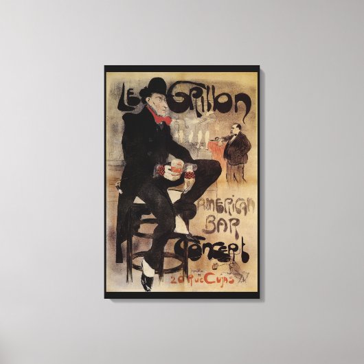  Kunst Nouveau Grillon, Man Drink bier Canvas Afdruk (Voorkant)