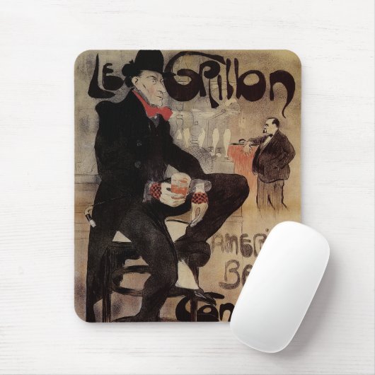  Kunst Nouveau Grillon, Man Drink bier Muismat (Met muis)