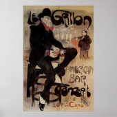 Kunst Nouveau Grillon, Man Drink bier Poster (Voorkant)