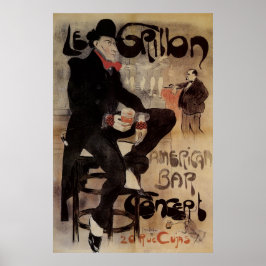  Kunst Nouveau Grillon, Man Drink bier Poster