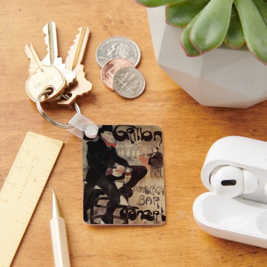 Kunst Nouveau Grillon, Man Drink bier Sleutelhanger (Bureau)