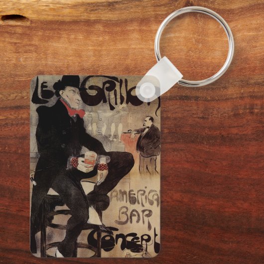  Kunst Nouveau Grillon, Man Drink bier Sleutelhanger (Achterkant)
