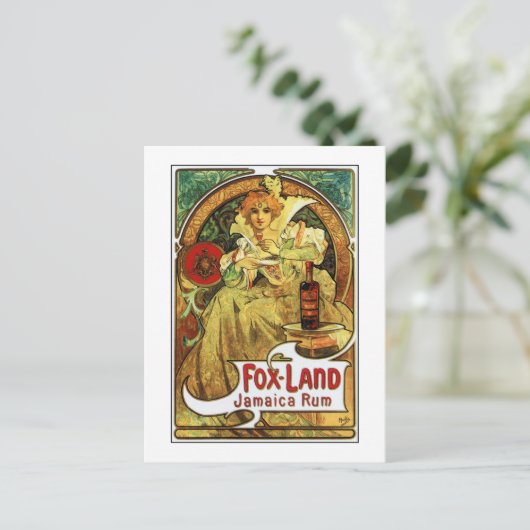  kunst nouveau Mucha Jamaica Rum ad Briefkaart (Staand voorkant)
