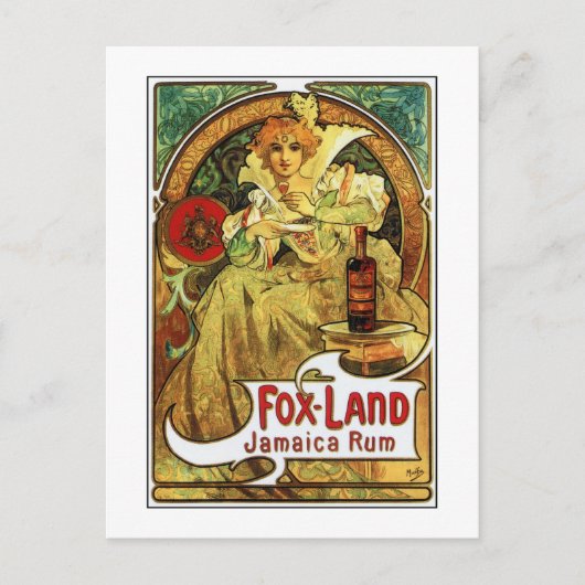  kunst nouveau Mucha Jamaica Rum ad Briefkaart (Voorkant)