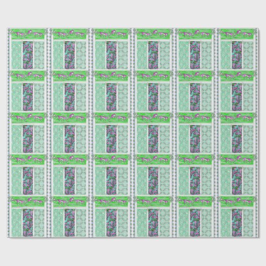 Kunst nouveau parrot aap oerwoud tropisch ontwerp cadeaupapier (Vlak)