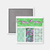 Kunst nouveau parrot aap oerwoud tropisch ontwerp magneet (Voorkant / Achterkant)