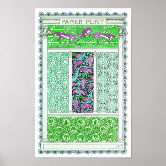 Kunst nouveau parrot aap oerwoud tropisch ontwerp poster (Voorkant)