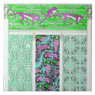 Kunst nouveau parrot aap oerwoud tropisch ontwerp tegeltje