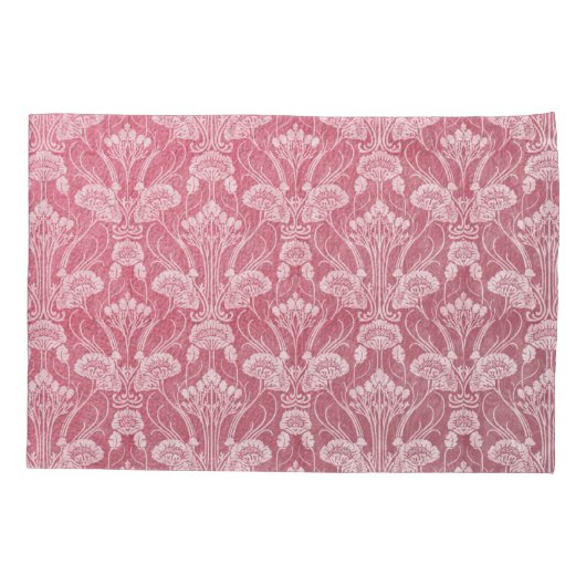 Kunst nouveau, roze, floreel patroon, metallisch c kussensloop (Achterkant)
