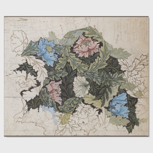 Kunst nouveau william morris plattegrond schets cadeaupapier (Vlak)