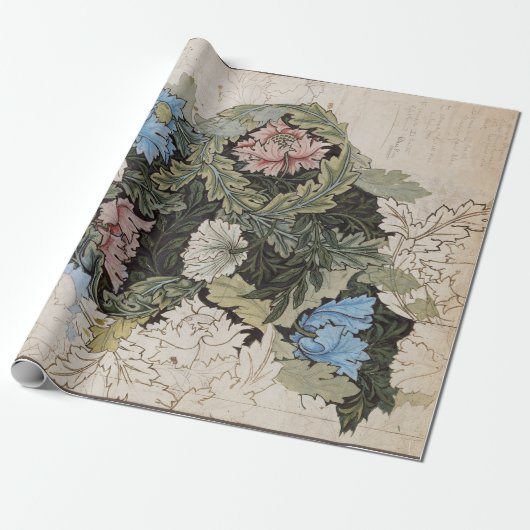 Kunst nouveau william morris plattegrond schets cadeaupapier (Uitgerold)