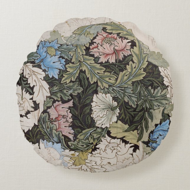 Kunst nouveau william morris plattegrond schets rond kussen (Voorkant)