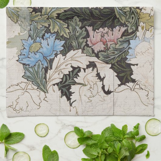Kunst nouveau william morris plattegrond schets theedoek (Gevouwen)