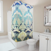 Kunst nouveau, zilver, groen, beige, natuur kleure douchegordijn (In situ)