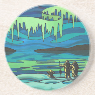 Kunst-Onderzetter-Inuit-Onderzetter Zandsteen Onderzetter