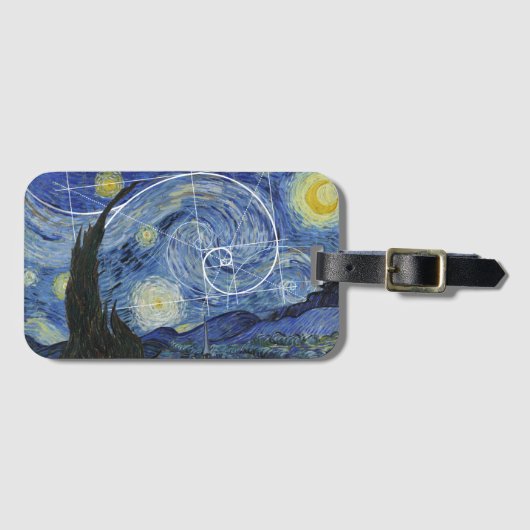 Kunst ontmoet Wiskunde, Van Gogh ontmoet Fibonacc Bagagelabel (Voorkant (horizontaal))