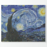 Kunst ontmoet Wiskunde, Van Gogh ontmoet Fibonacc Cadeaupapier<br><div class="desc">Vincent van Gogh ontmoet Leonardo Fibonacci. Fibonacci-spiraalvormig bovenop elementen van het beroemde schilderij van Gogh.</div>
