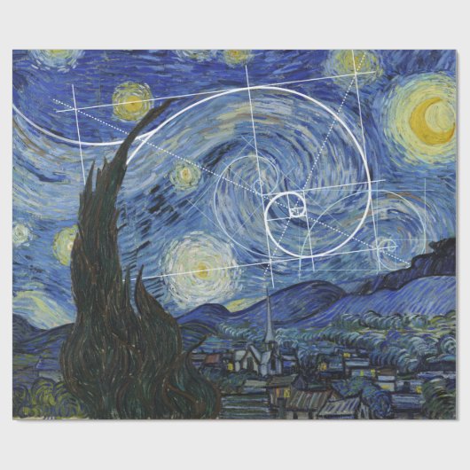 Kunst ontmoet Wiskunde, Van Gogh ontmoet Fibonacc Cadeaupapier (Vlak)