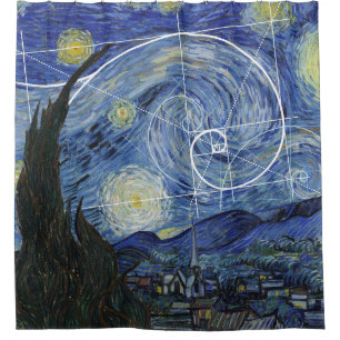  Kunst ontmoet Wiskunde, Van Gogh ontmoet Fibonacc Douchegordijn