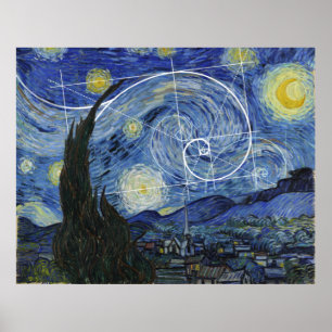  Kunst ontmoet Wiskunde, Van Gogh ontmoet Fibonacc Poster