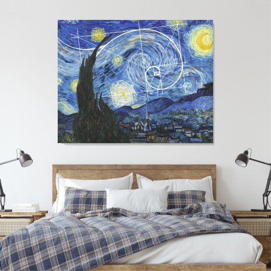 Kunst ontmoet Wiskunde, Van Gogh ontmoet Fibonacci Canvas Afdruk (Insitu (Slaapkamer))