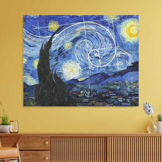 Kunst ontmoet Wiskunde, Van Gogh ontmoet Fibonacci Canvas Afdruk (Insitu (Woonkamer))