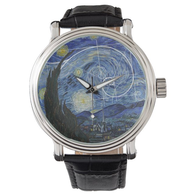 Kunst ontmoet Wiskunde, Van Gogh ontmoet Fibonacci Horloge (Voorkant)