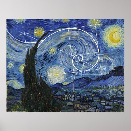 Kunst ontmoet Wiskunde, Van Gogh ontmoet Fibonacci Poster (Voorkant)