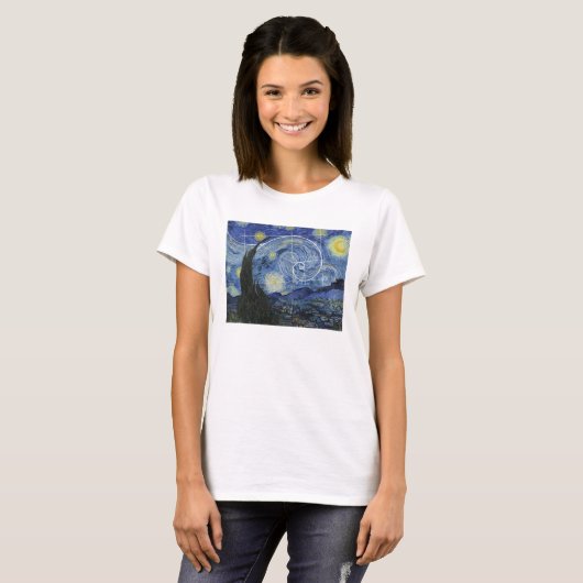 Kunst ontmoet Wiskunde, Van Gogh ontmoet Fibonacci T-shirt (Voorkant volledig)
