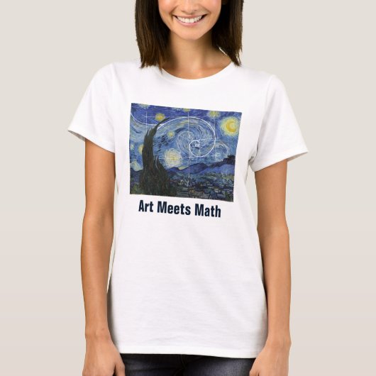 Kunst ontmoet Wiskunde, Van Gogh ontmoet Fibonacci T-shirt (Voorkant)