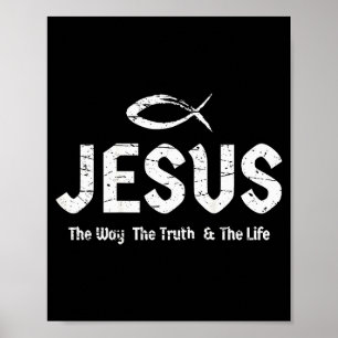 (kunst op achterkant) Bijbel Johannes 14_6 Jezus W Poster